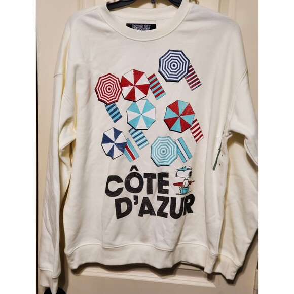 Peanuts Snoopy Cote d'Azur Graphic Women's Sweatshirt Size MEDIUM - NEW - Picture 1 of 4